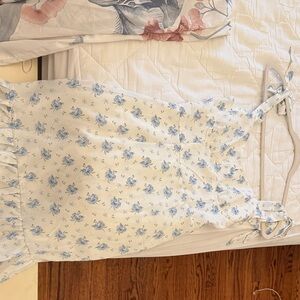 SHEIN White and Blue Floral Dress